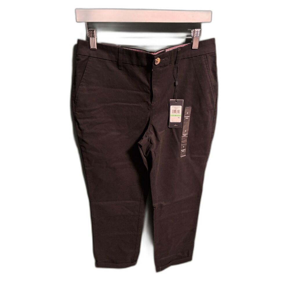 Tommy Hilfiger Pants Womens Size 8 Black Hampton Stretch Slim Chino NEW